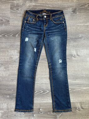Almost Famous Dark Blue Distressed Skinny Jeans